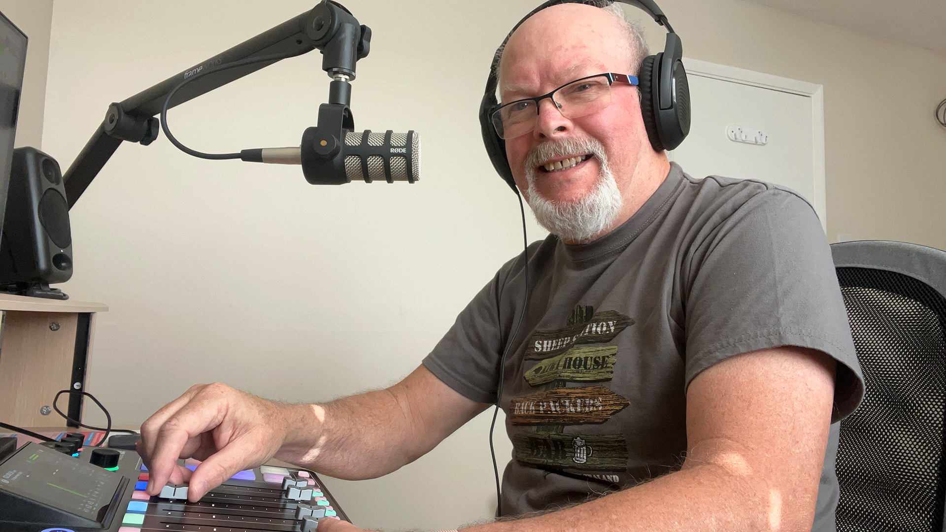 DJ Pete Fingers at the Pure AI Radio studio console